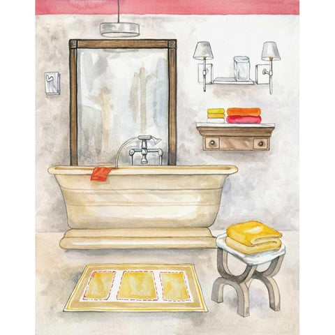 Watercolor Bath II Gold Ornate Wood Framed Art Print with Double Matting by Ferry, Margaret