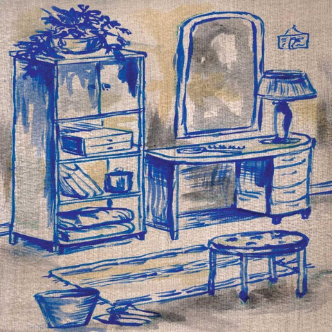 Deep Blue Bath II Black Modern Wood Framed Art Print by Ferry, Margaret