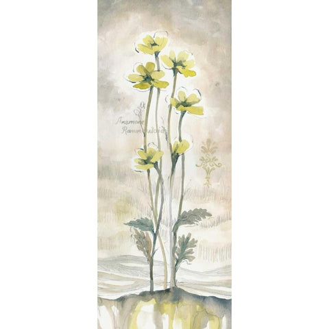 Yellow Blossoms II Black Modern Wood Framed Art Print with Double Matting by Ferry, Margaret