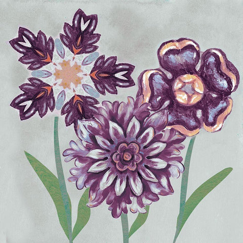 Posies In Purple II Black Modern Wood Framed Art Print with Double Matting by Ferry, Margaret