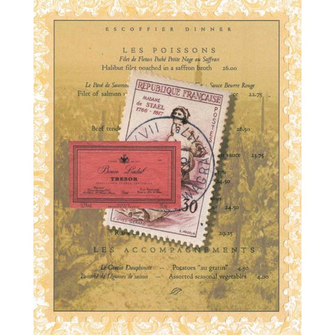 French Menu Gold Ornate Wood Framed Art Print with Double Matting by Matla, Jennifer