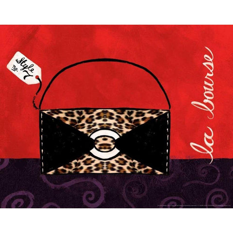 Leopard Handbag II Black Modern Wood Framed Art Print with Double Matting by Matla, Jennifer