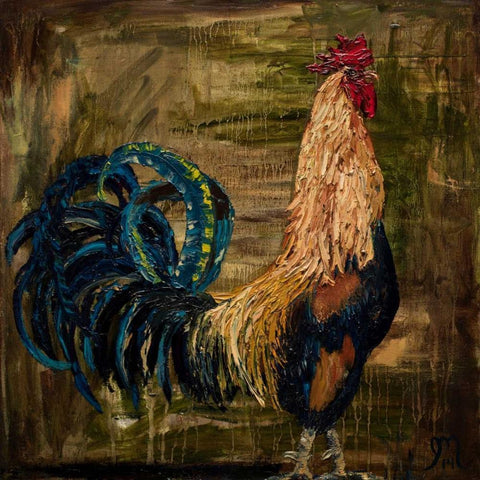 Young Rooster I White Modern Wood Framed Art Print by Monahan, Jodi