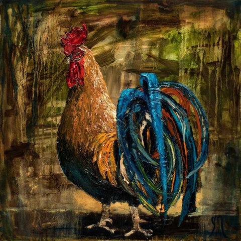 Young Rooster II Black Ornate Wood Framed Art Print with Double Matting by Monahan, Jodi