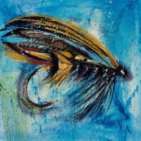 Salmon Fly King Black Modern Wood Framed Art Print with Double Matting by Monahan, Jodi