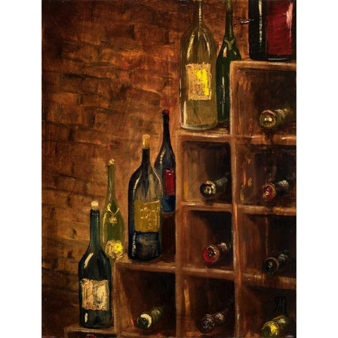 Racked Wine Black Modern Wood Framed Art Print with Double Matting by Monahan, Jodi