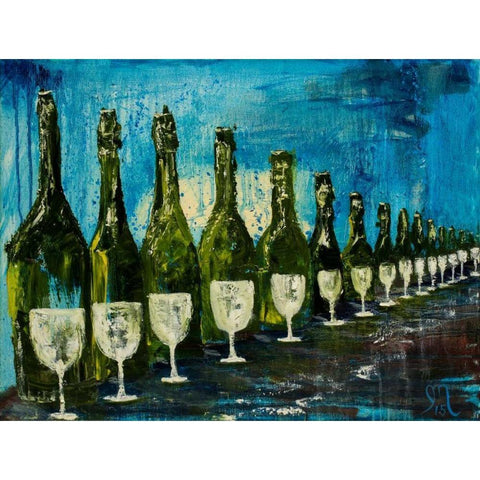 Wine Tasting Black Modern Wood Framed Art Print with Double Matting by Monahan, Jodi