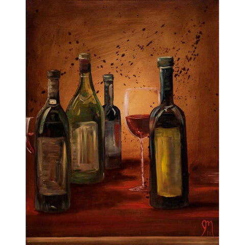 Glass of Wine Black Modern Wood Framed Art Print with Double Matting by Monahan, Jodi