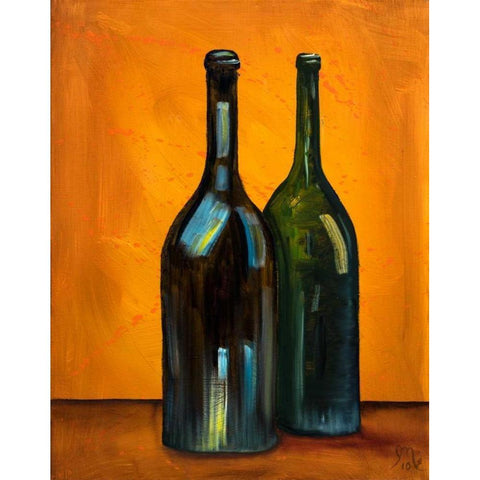 Two Bottles White Modern Wood Framed Art Print by Monahan, Jodi