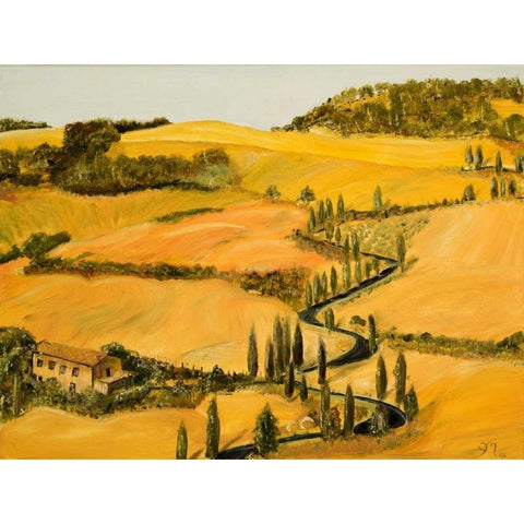 Tuscan Fall Black Modern Wood Framed Art Print with Double Matting by Monahan, Jodi