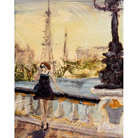 Love Paris Black Modern Wood Framed Art Print with Double Matting by Monahan, Jodi