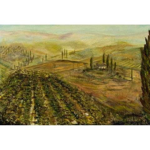 Italian Vineyard Black Modern Wood Framed Art Print with Double Matting by Monahan, Jodi