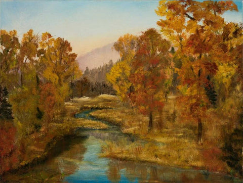 Montana in Fall White Modern Wood Framed Art Print with Double Matting by Monahan, Jodi