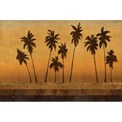 Sunset Palms II White Modern Wood Framed Art Print by Martin, Cheryl