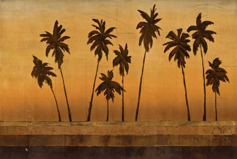 Sunset Palms II Black Ornate Wood Framed Art Print with Double Matting by Martin, Cheryl