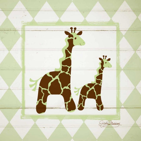 Giraffes Gold Ornate Wood Framed Art Print with Double Matting by Murray, Sylvia