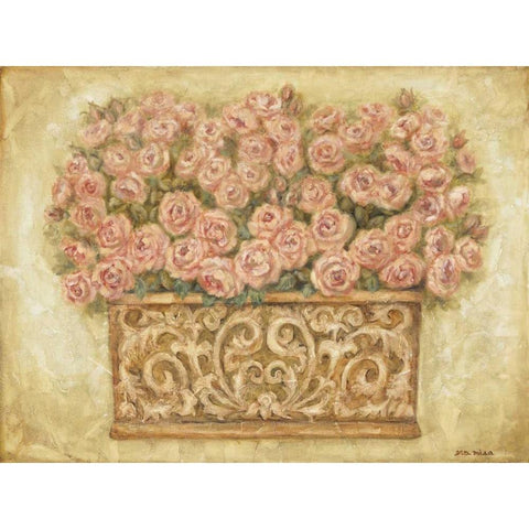 Pink Roses Black Modern Wood Framed Art Print with Double Matting by Misa, Eva