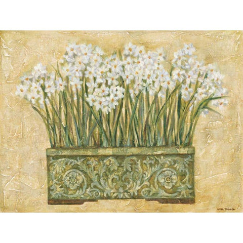 White Narcissus Gold Ornate Wood Framed Art Print with Double Matting by Misa, Eva