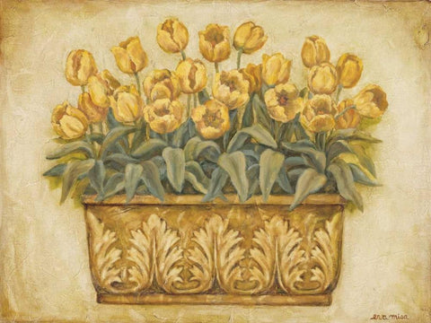 Yellow Tulips White Modern Wood Framed Art Print with Double Matting by Misa, Eva