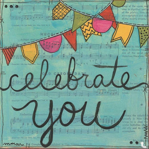 Celebrate You Black Ornate Wood Framed Art Print with Double Matting by Martin, Monica