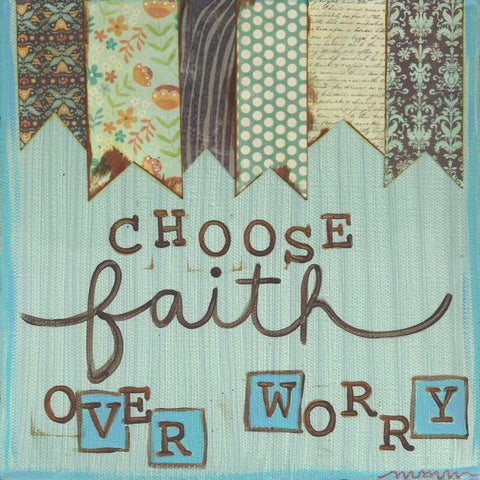 Choose Faith Over Worry White Modern Wood Framed Art Print by Martin, Monica