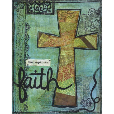 She Kept The Faith Black Modern Wood Framed Art Print with Double Matting by Martin, Monica