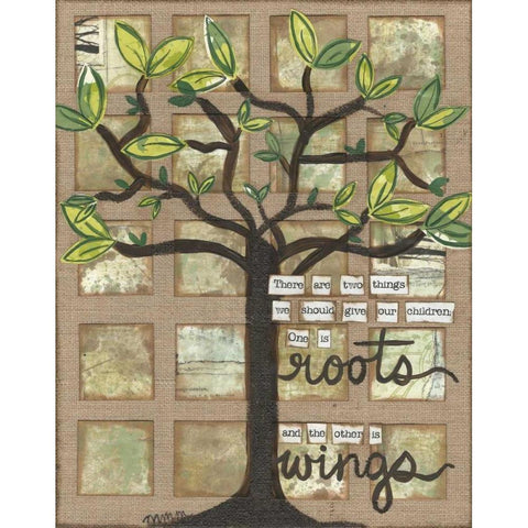 Roots And Wings Black Modern Wood Framed Art Print with Double Matting by Martin, Monica