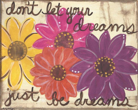 Dont Let Your Dreams White Modern Wood Framed Art Print with Double Matting by Martin, Monica