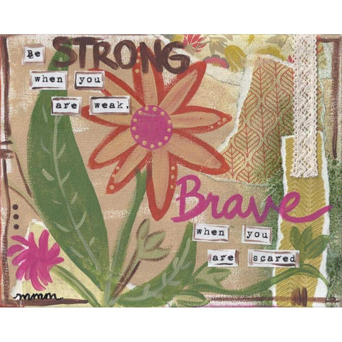 Be Strong White Modern Wood Framed Art Print by Martin, Monica