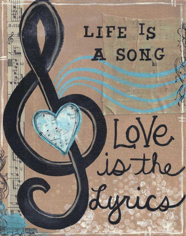 Life Is A Song Black Ornate Wood Framed Art Print with Double Matting by Martin, Monica