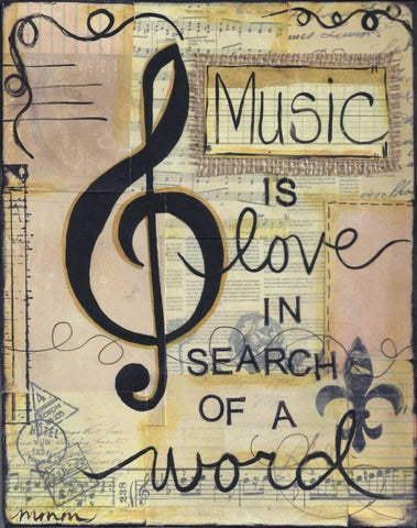 Music Is Love Black Ornate Wood Framed Art Print with Double Matting by Martin, Monica