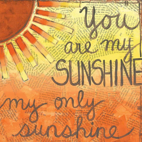 You Are My Sunshine White Modern Wood Framed Art Print with Double Matting by Martin, Monica