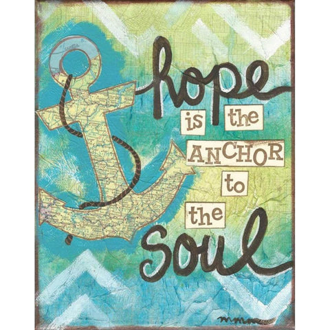 Hope Is The Anchor White Modern Wood Framed Art Print by Martin, Monica