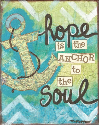 Hope Is The Anchor White Modern Wood Framed Art Print with Double Matting by Martin, Monica