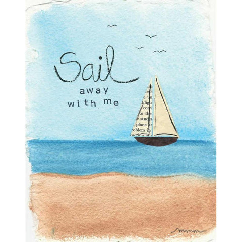 Sail Away White Modern Wood Framed Art Print by Martin, Monica