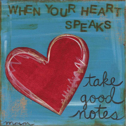 Heart Speaks Black Modern Wood Framed Art Print with Double Matting by Martin, Monica