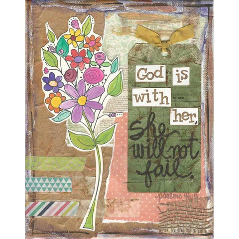 God Is With Her White Modern Wood Framed Art Print by Martin, Monica