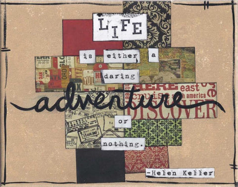 Life Is An Adventure Black Ornate Wood Framed Art Print with Double Matting by Martin, Monica