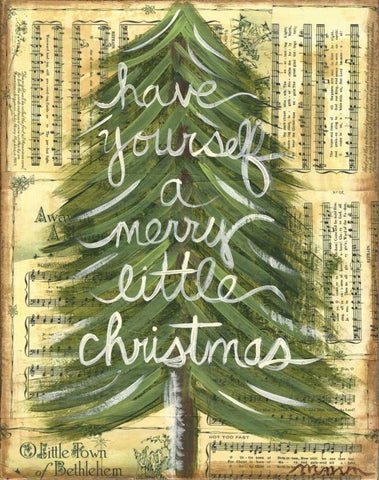 Merry Little Christmas Black Ornate Wood Framed Art Print with Double Matting by Martin, Monica