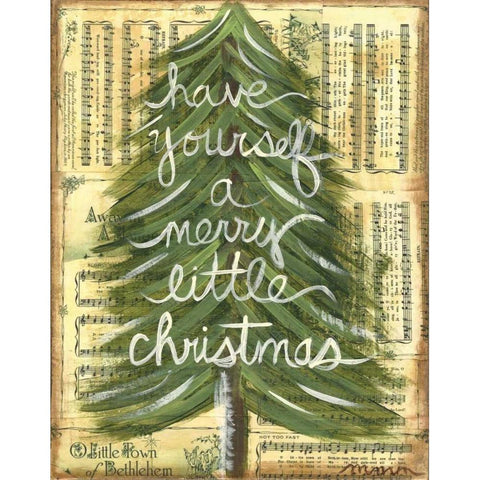 Merry Little Christmas Black Modern Wood Framed Art Print with Double Matting by Martin, Monica