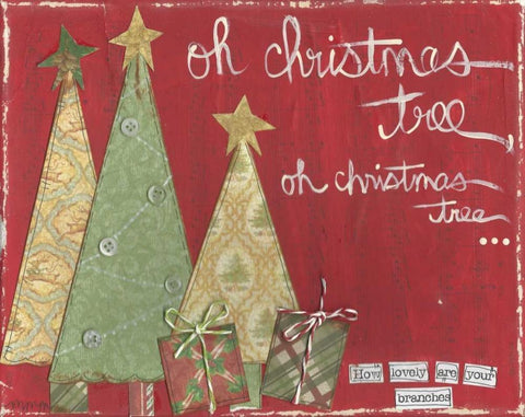 Oh Christmas Tree Black Ornate Wood Framed Art Print with Double Matting by Martin, Monica