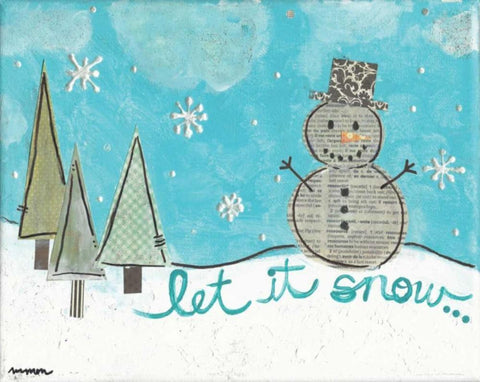 Let It Snow Black Ornate Wood Framed Art Print with Double Matting by Martin, Monica