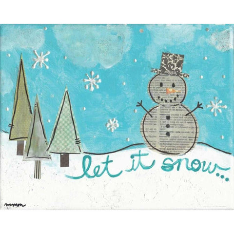 Let It Snow White Modern Wood Framed Art Print by Martin, Monica