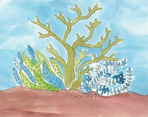 Underwater I White Modern Wood Framed Art Print with Double Matting by Martin, Monica