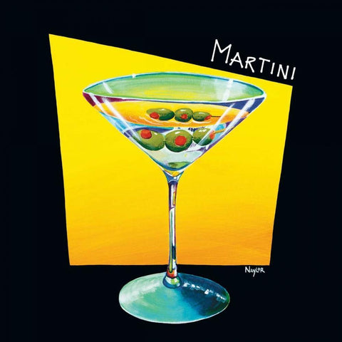 Martini White Modern Wood Framed Art Print with Double Matting by Naylor, Mary