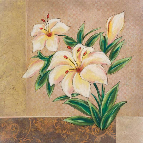 Spring Floral II White Modern Wood Framed Art Print with Double Matting by Osborne, Susan