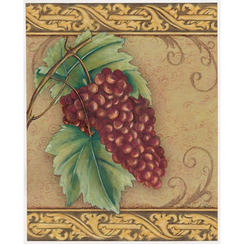 Grape Tapestry I Black Modern Wood Framed Art Print with Double Matting by Osborne, Susan