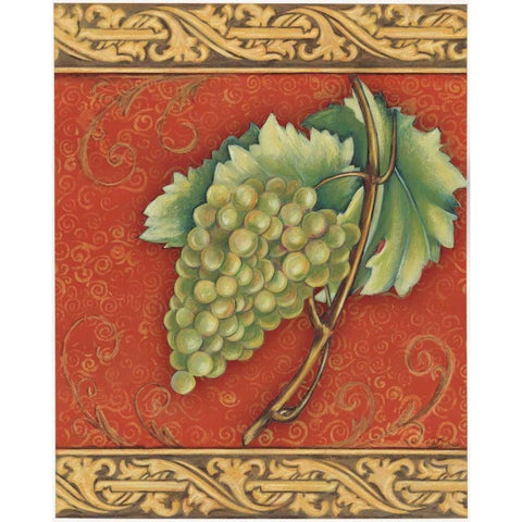 Grape Tapestry II Black Modern Wood Framed Art Print with Double Matting by Osborne, Susan