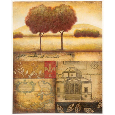 Renaissance Landscape II Black Modern Wood Framed Art Print with Double Matting by Osborne, Susan