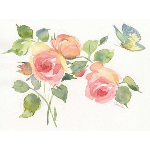 Roses II Gold Ornate Wood Framed Art Print with Double Matting by Paton, Julie